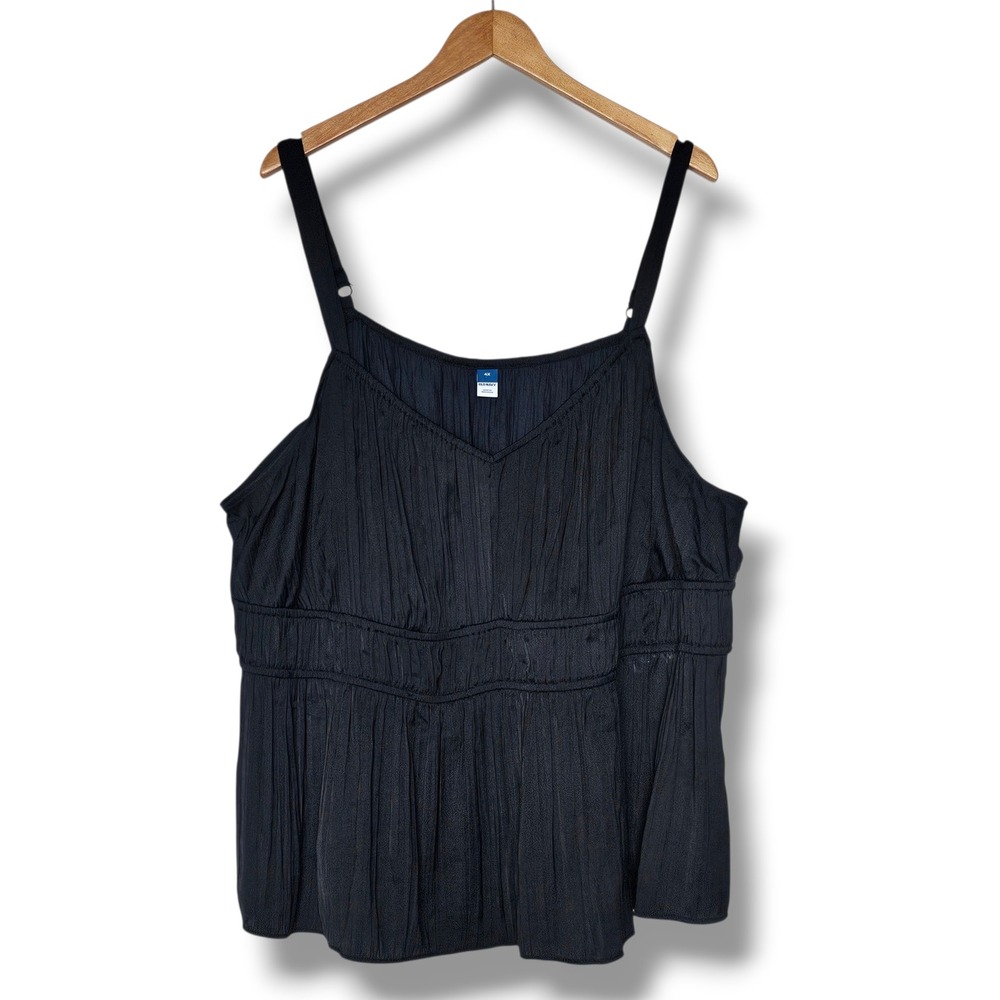 Old Navy Cami 4X Womens Black Empire Waist Sleeveless Tank Top Babydoll Chic